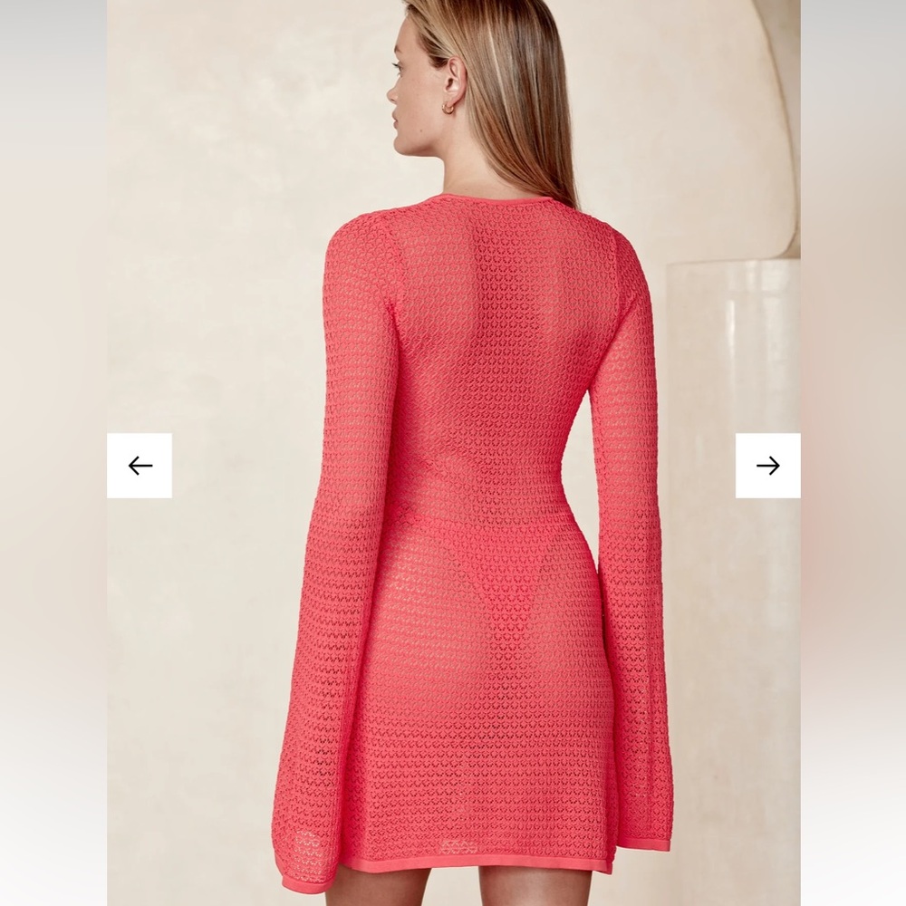 Monday Swimwear Montego Mini Dress in Strawberry Lace Crochet - Picture 3 of 10
